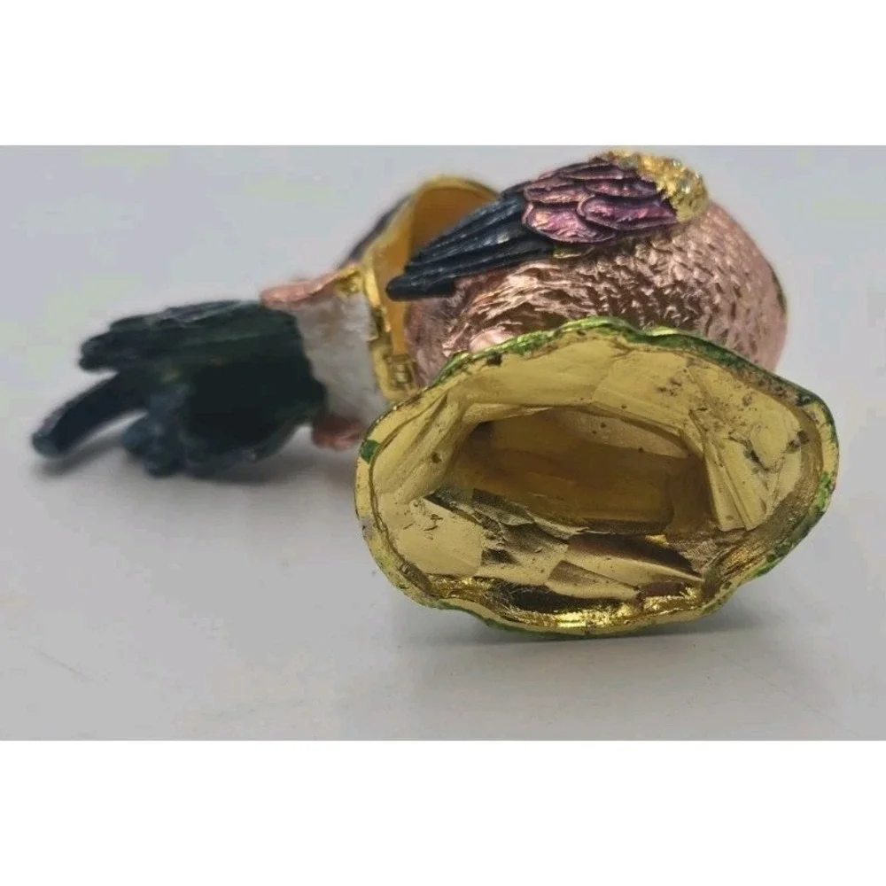 Leonardo Collection Hand Painted Enamel Rooster Trinket Box, Hinged Jewelry